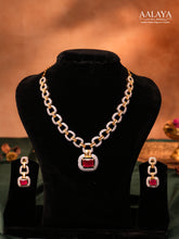 Aalaya Ruby Crystal Link Necklace Set