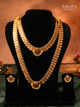 Aalaya Temple Coin Floral Pendant Heritage Necklace & Haaram Set
