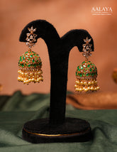 Aalaya Emerald Pearls Dome Jhumka Earrings