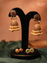 Aalaya 3-in-1 Crystal Pearl Jhumka with Interchangeable Stud Earrings
