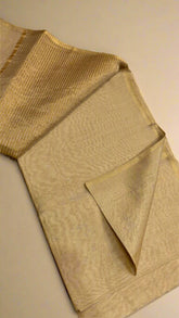 Beige Handloom Pure Zari Tissue Maheshwari Silk Saree