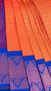 Orange and Blue Kanchipuram Silk Saree