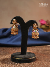 Aalaya Lakshmi Ruby and Emerald Mini Temple Jhumka Earrings