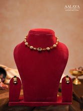 Aalaya Contemporary Emerald Square Link Diamond Necklace Set