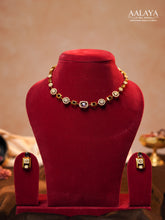Aalaya Contemporary Purple Square Link Diamond Necklace Set