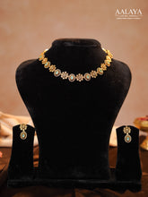 Aalaya Teal Floral Motif Heritage Necklace Set