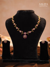 Aalaya Floral Vine Ruby & Emerald Star Pendant Necklace Set