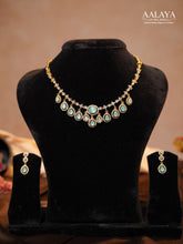 Aalaya Oval Teardrop Mint Stone Necklace Set