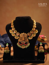 Aalaya Divine Peacock Temple Necklace Bridal Set – Jadauv Design
