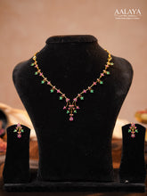 Aalaya Ruby Emerald Floral Vine Drop Necklace Set