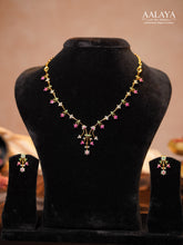 Aalaya Ruby Diamond Floral Vine Drop Necklace Set