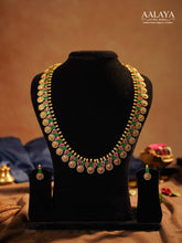 Aalaya Royal Lakshmi Coin Ruby Emerald Pearl Haaram Set