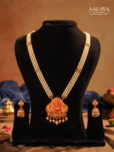 Three Layered Pearl Lakshmi Pendant Haaram Set