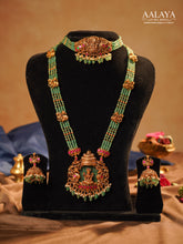 Aalaya Divine Lakshmi Green Bead Choker & Haaram Set