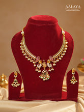 Kundan Temple Elephant Hasli Necklace Set