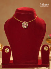 Peacock Pendant Ruby Emerald Diamond Choker Set