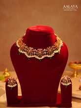 Aalaya Kundan Floral Pearl Lotus Gold Choker Set