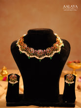 Aalaya Kundan Ruby Emerald Floral Pearl Heritage Choker Set
