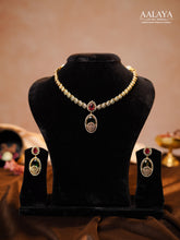 Aalaya Ruby Drop Ruby Emerald Oval Motif Necklace Set