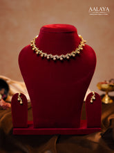 Aalaya Linear Crystal Drop Antique Gold Choker Set