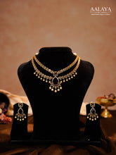 Aalaya Double Layered Polki Purple Pearl Necklace Set