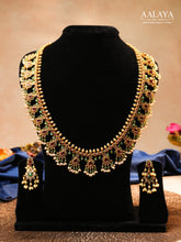 Aalaya Gutta Pusalu Necklace Set with Ruby, Emerald & Pearl Danglers