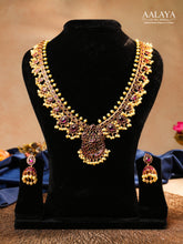 Aalaya Regal Kundan Necklace Set with Ruby Stones & Pearl Danglers
