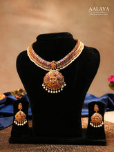 Aalaya Regal Kundan Necklace Set with Ruby Stones & Pearl Danglers