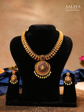 Aalaya Traditional Temple Necklace Set with Lakshmi Pendant & Coin Motif Detailing