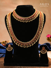 Aalaya Temple Beaded Necklace Set with Lakshmi Motif & Emerald Drops