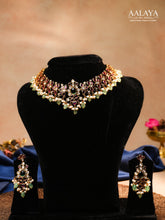 Aalaya Floral Kundan Choker Set with Emerald Drops