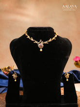 Aalaya Peacock Motif Charm Necklace Set