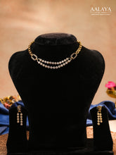 Aalaya Dual Layer Sapphire Crystal Chain Necklace Set
