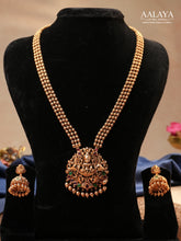 Aalaya Grand Lakshmi Temple Pendant Necklace Set with Jhumka Earrings
