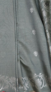 Sage Green Floral Zari Weaved Semi Tussar Silk Saree