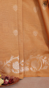 Tangerine Orange Floral Zari Weaved Semi Tussar Silk Saree