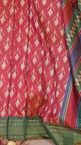 Raspberry Red & Navy Blue Patola Silk Saree
