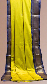 Lime Green and Blue Semi Kanchi Silk Saree