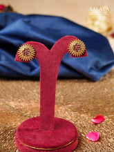Aalaya Ruby Floral Temple Stud Earrings