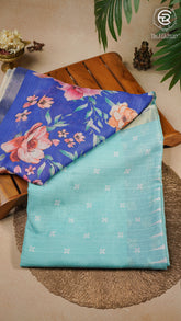 Sky Blue Floral Fancy Georgette Saree