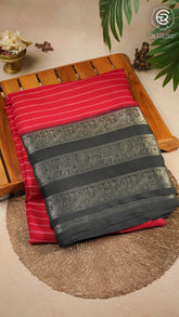 Red and Black Line Pattern Premium Georgette Saree