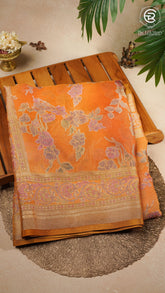 Yellow Floral Brasso Silk Saree