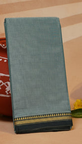 Sea Green Temple Border Narayanpet Handloom Cotton Saree