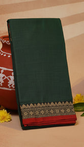 Green and Red Temple Narayanpet Handloom Cotton Saree