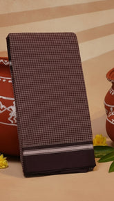 Maroon Checkered Narayanpet Handloom Cotton Saree