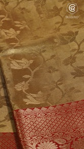 Gold and Red Floral Kanchipuram Tissue Silk Saree