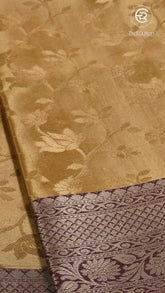 Gold and Violet Floral Kanchipuram Tissue Silk Saree