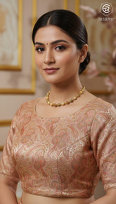 Rose Gold & Pink Multicoloured Floral Designer Silk Blouse