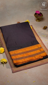 Eggplant Violet & Yellow Handloom Narayanpet Cotton Saree