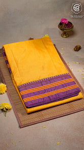 Yellow & Violet Handloom Narayanpet Cotton Saree